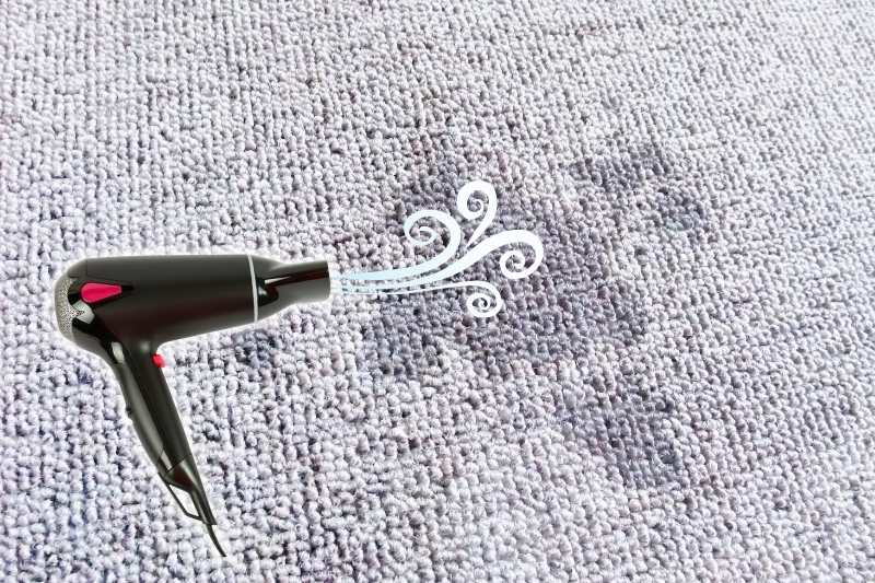 drying carpet with hair dryer