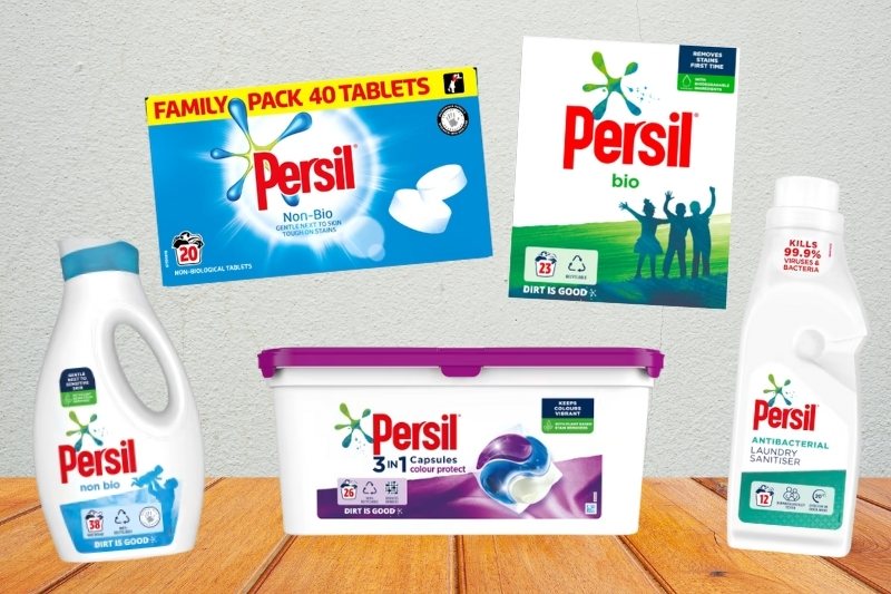 Persil, Aerial and Surf laundry detergents on sale on a