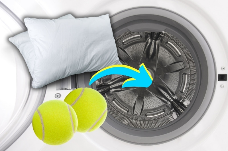 put pillows and tennis balls in the dryer