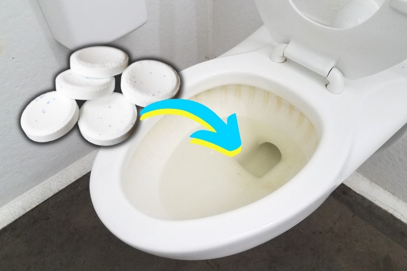 remove toilet bowl stains with denture tablet