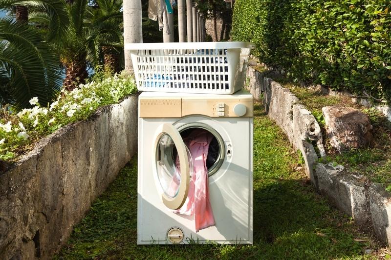 Washing outlet dryer outside