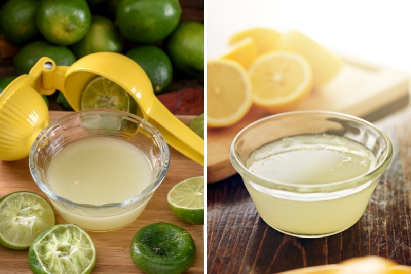 lime juice and lemon juice