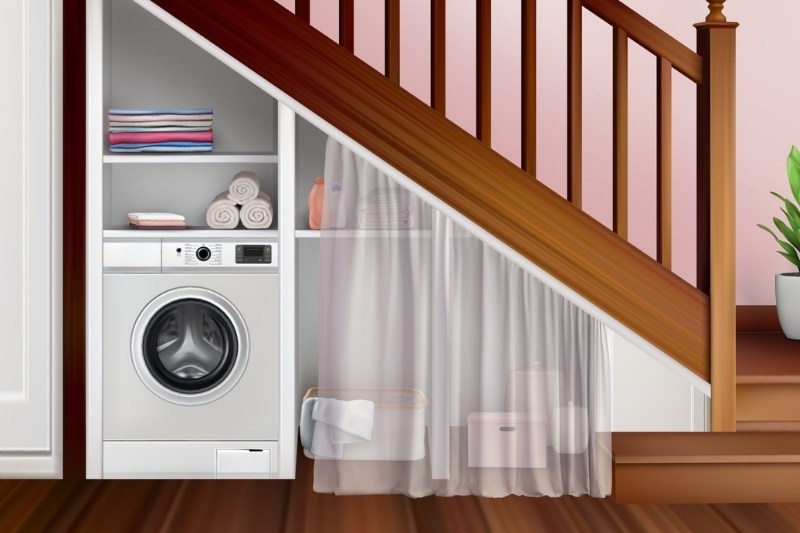 tumble dryer under the stairs