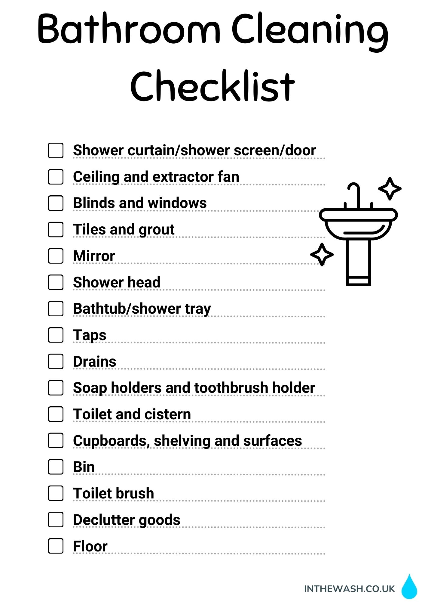 Bathroom cleaning checklist