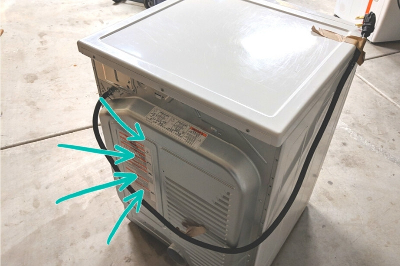 back panel of tumble dryer