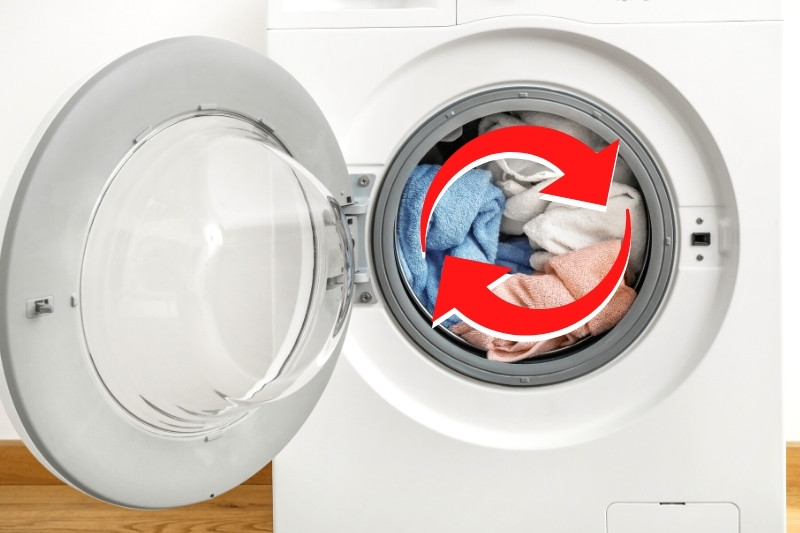 spin drying clothes