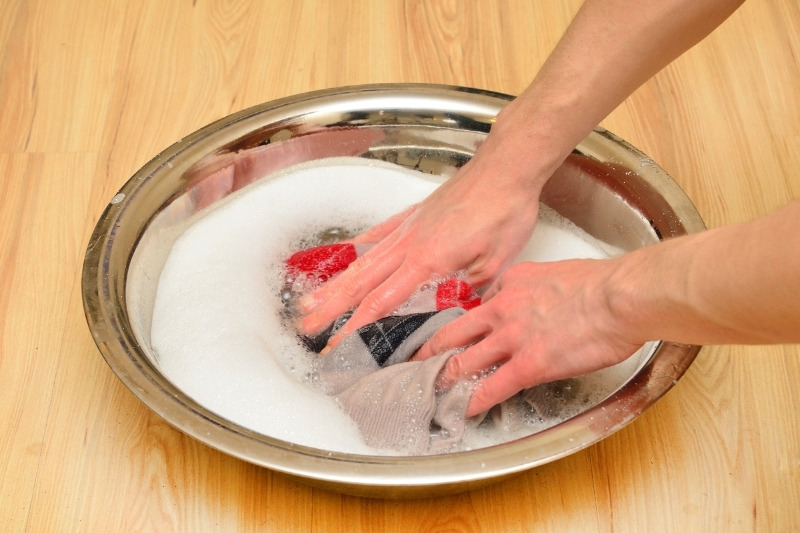 hand washing a sweater