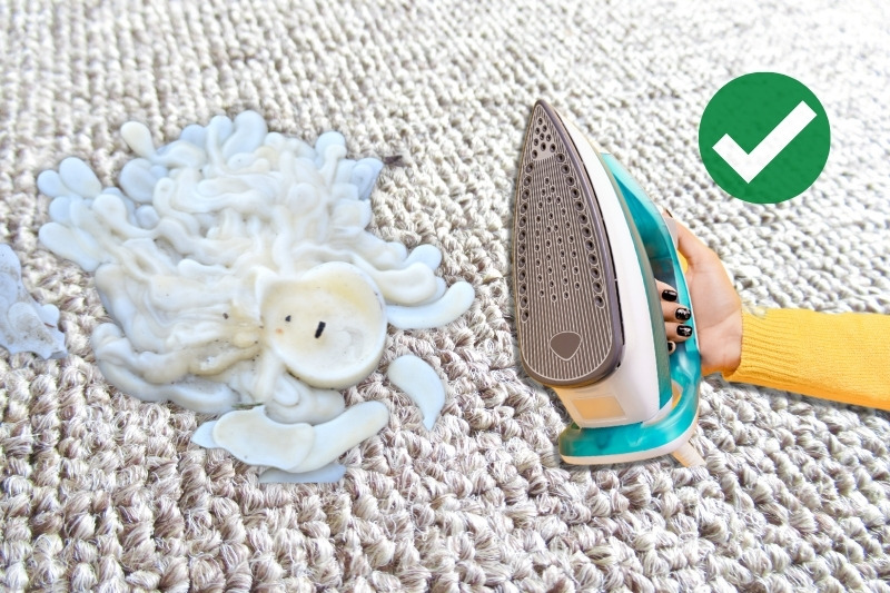 Remove Candle Wax from Carpet Using Iron