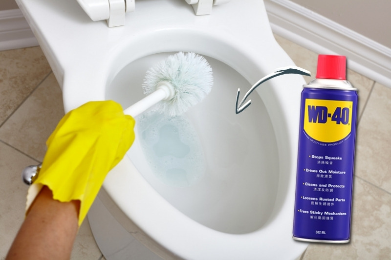 cleaning toilet bowl with wd-40