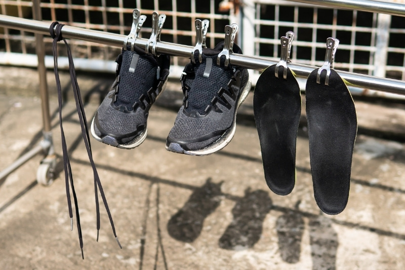 dry trainers in the sun