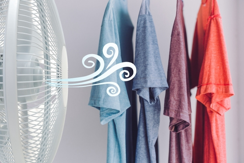 fan drying clothes