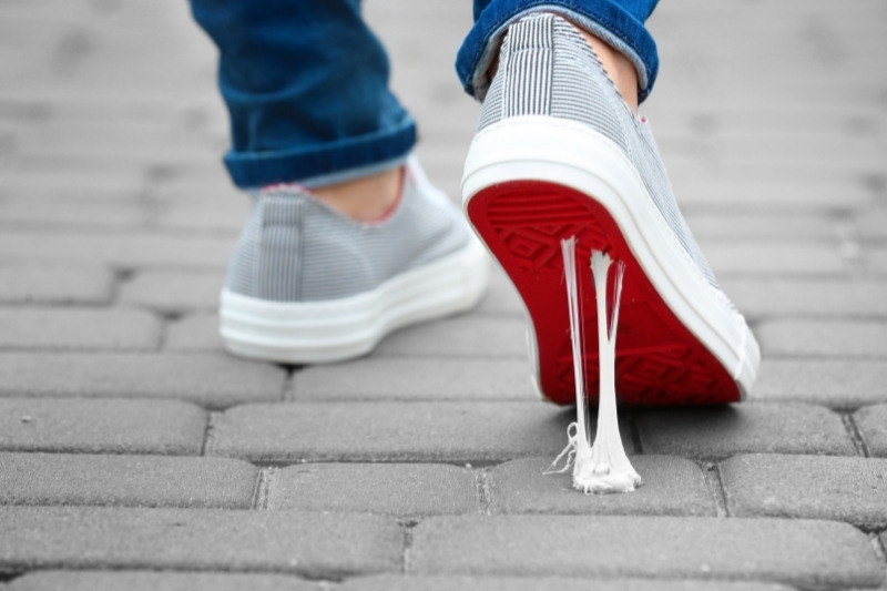 gum on sole of a shoe