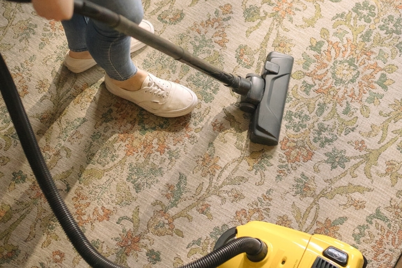vacuum old carpet