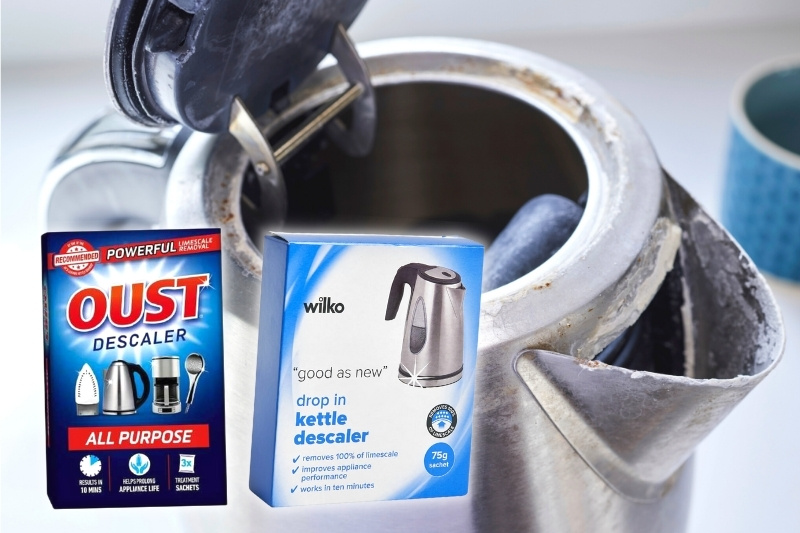 descale kettle using specialised cleaning product