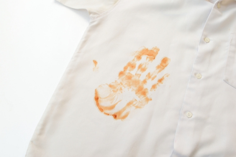 ketchup stain on polo shirt