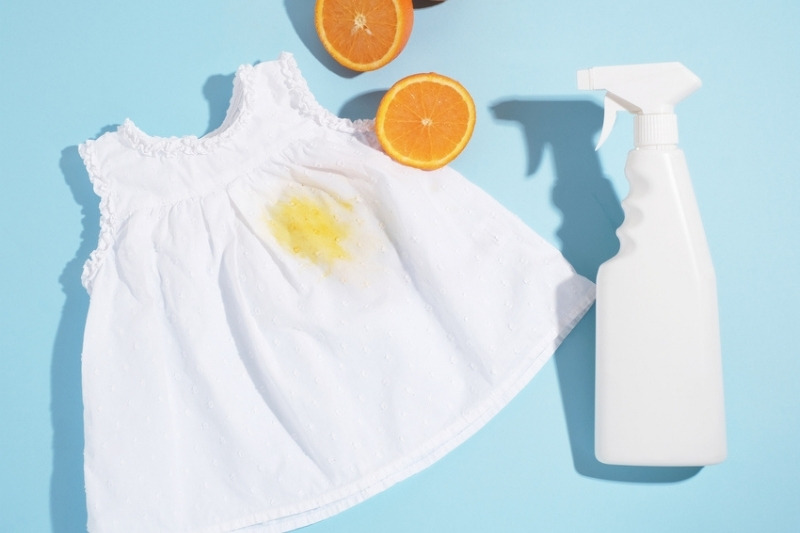 orange juice stain on clothes