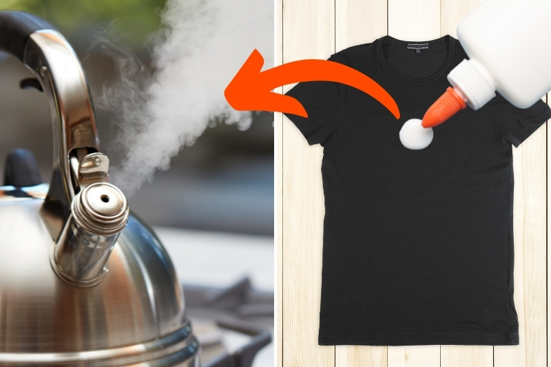 steaming shirt to remove glue stain