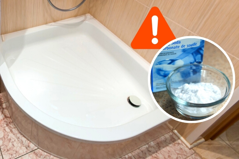 take caution in cleaning shower tray with bicarbonate of soda