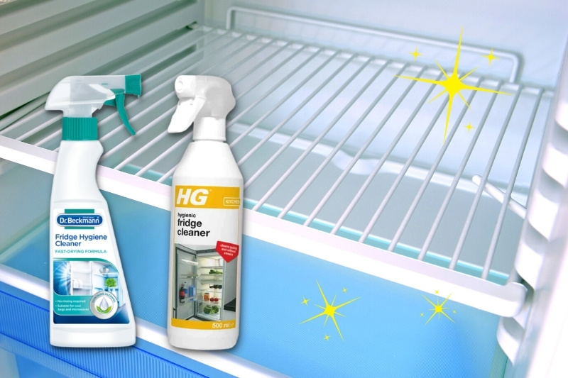 clean fridge with specialised cleaning products