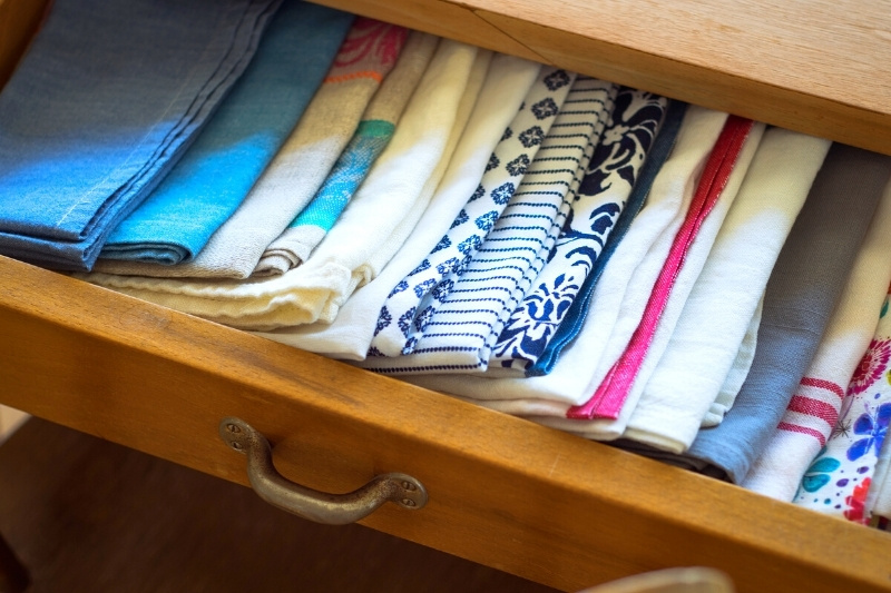 tea towels in drawer