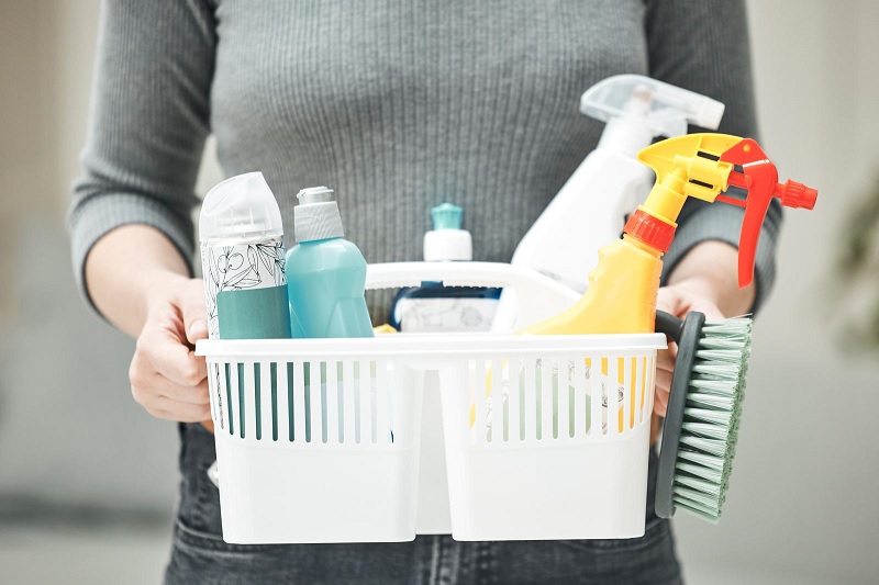 Cleaner with cleaning supplies