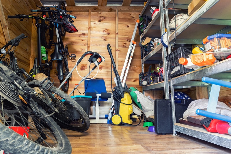 Inside garden shed