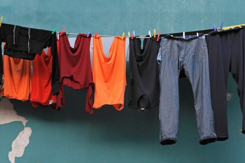 drying clothes in washing line