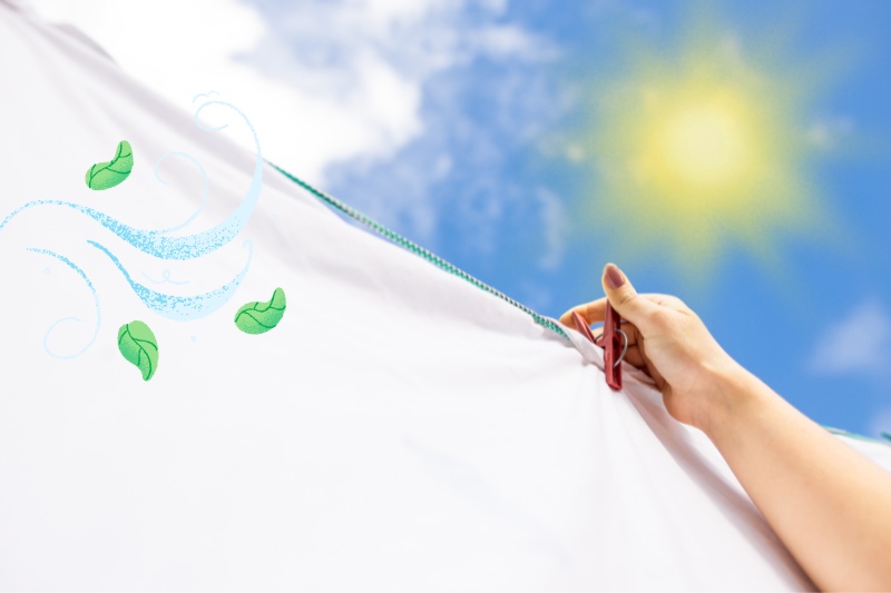 drying egyptian cotton sheets outside