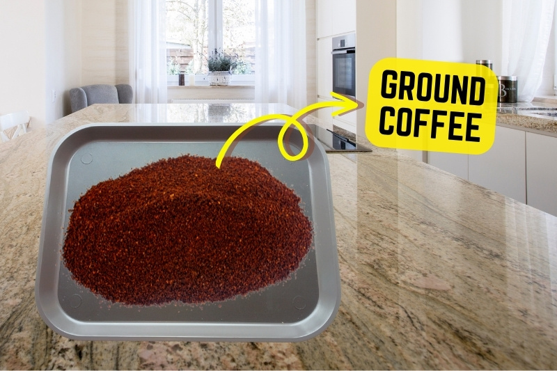 ground coffee on worktop