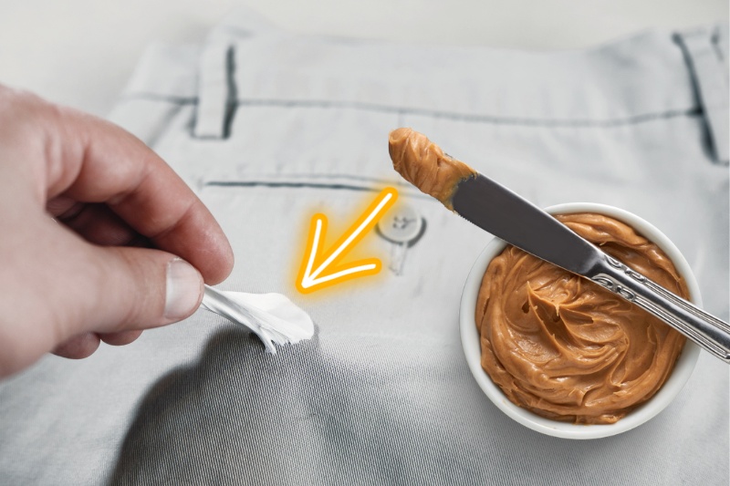 peanut butter to remove chewing gum on clothes