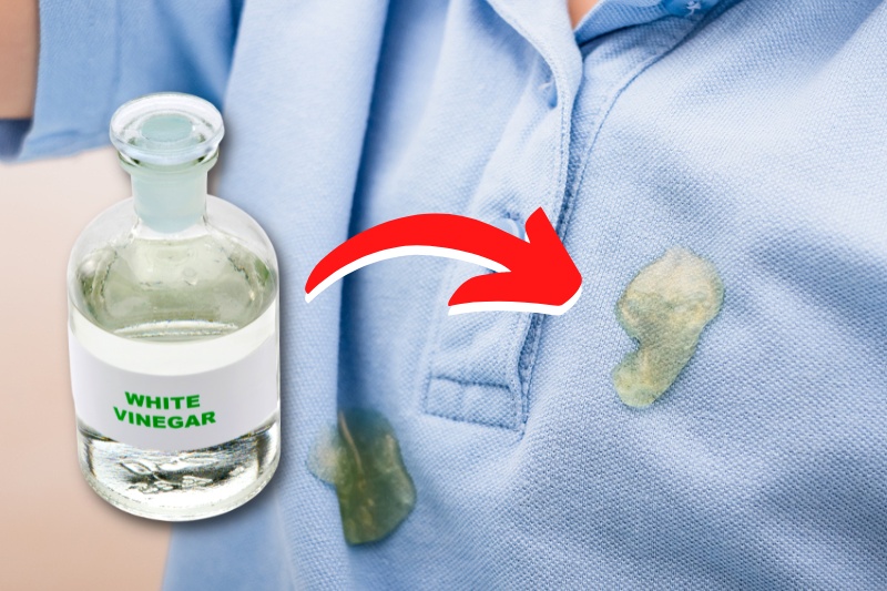 remove slime stain with white vinegar