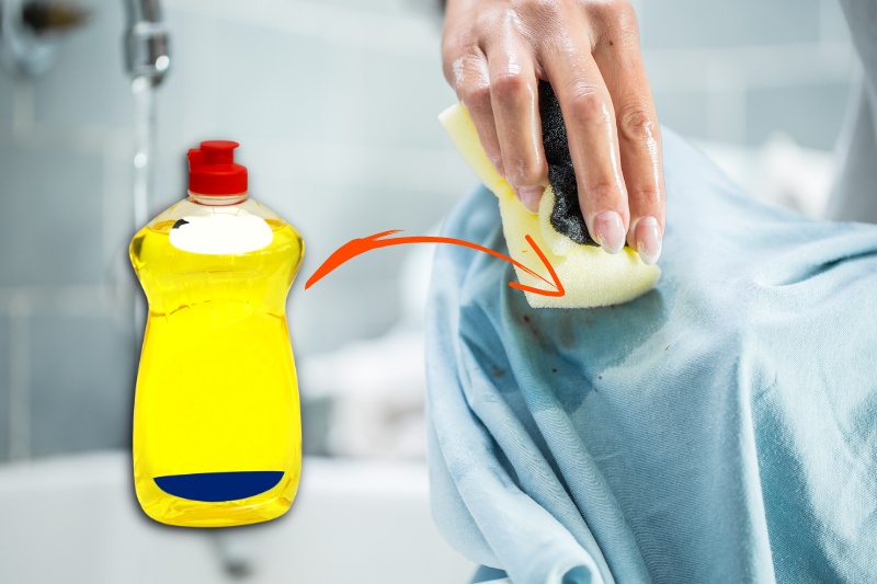 remove stains with washing up liquid