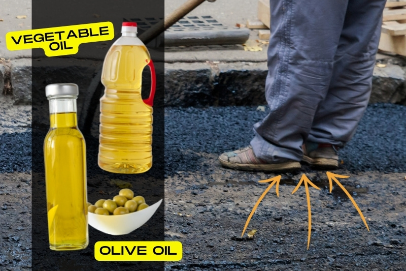 remove tar on shoes with olive or vegetable oil