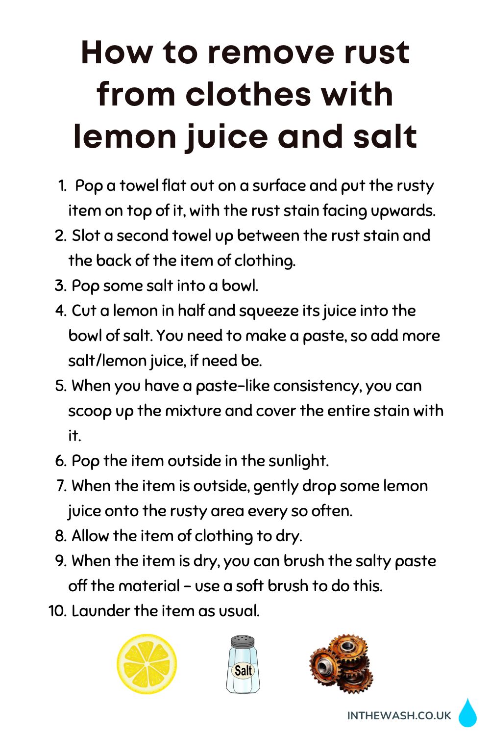 How to remove rust from clothes with lemon juice and salt