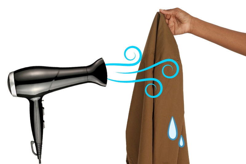 drying clothes with hair dryer