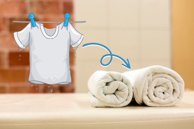 dry clothes with towel