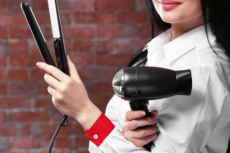 hairdryer and hair straightener