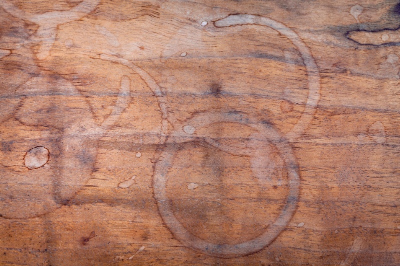 Heat marks on wooden table