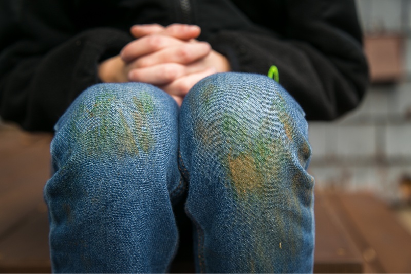 pants with grass stains