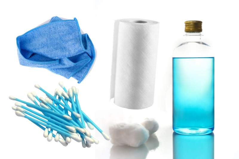 tools in cleaning with rubbing alcohol