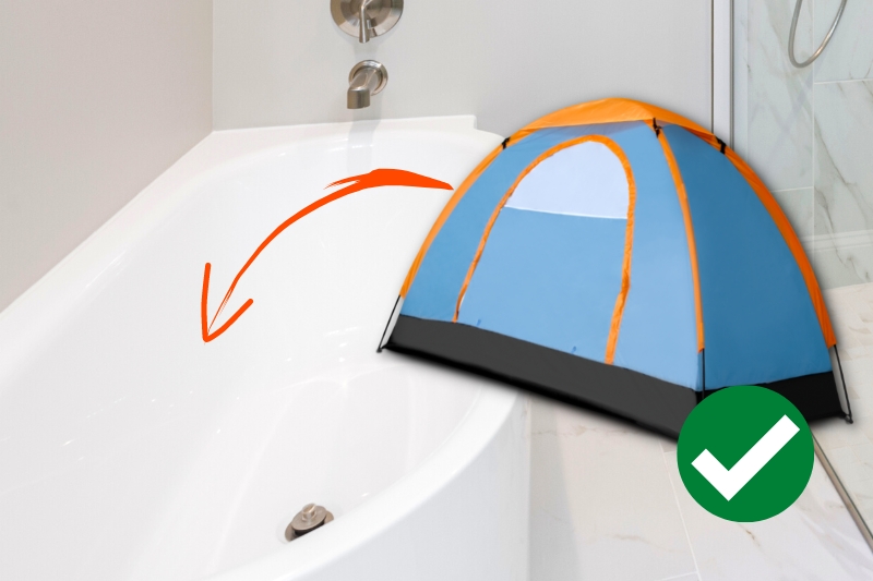 wash tent in bathtub