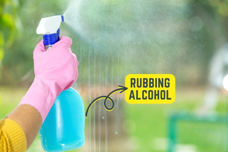 wash windows with rubbing alcohol