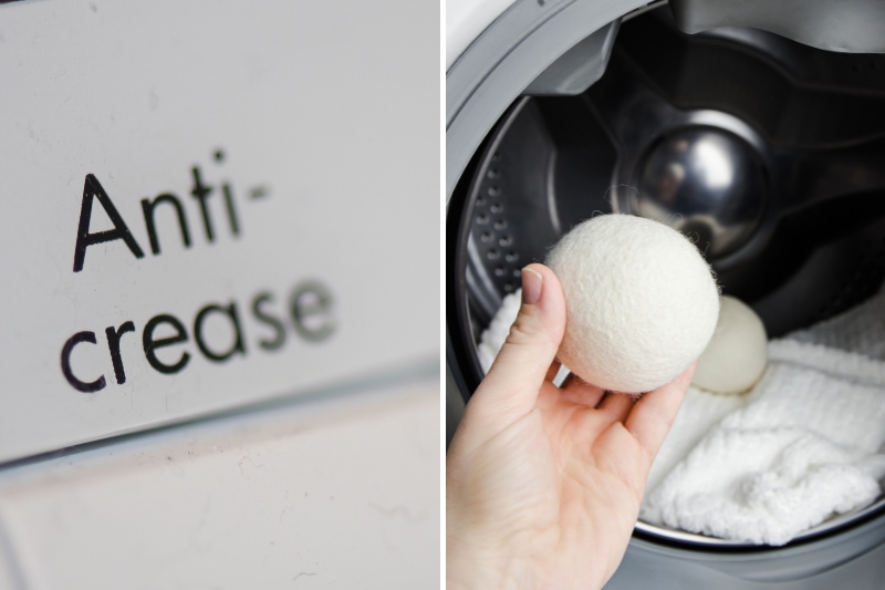 anti crease setting and dryer balls