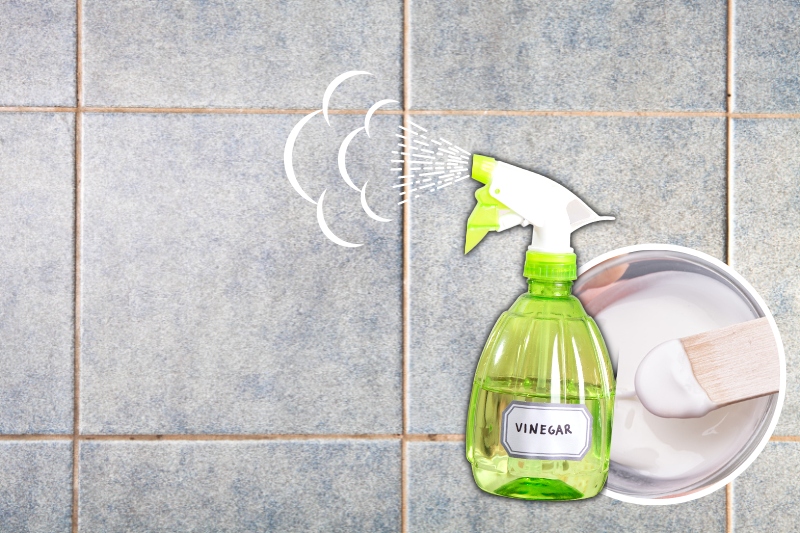 clean grout with vinegar and bicarbonate of soda