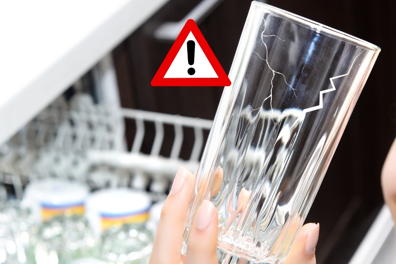 damaged glass from dishwasher