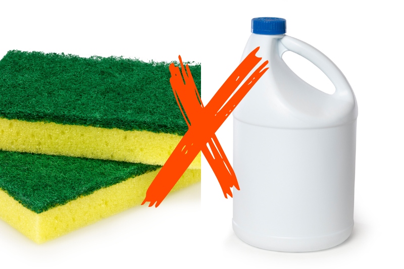 do not use abrasive sponge and bleach