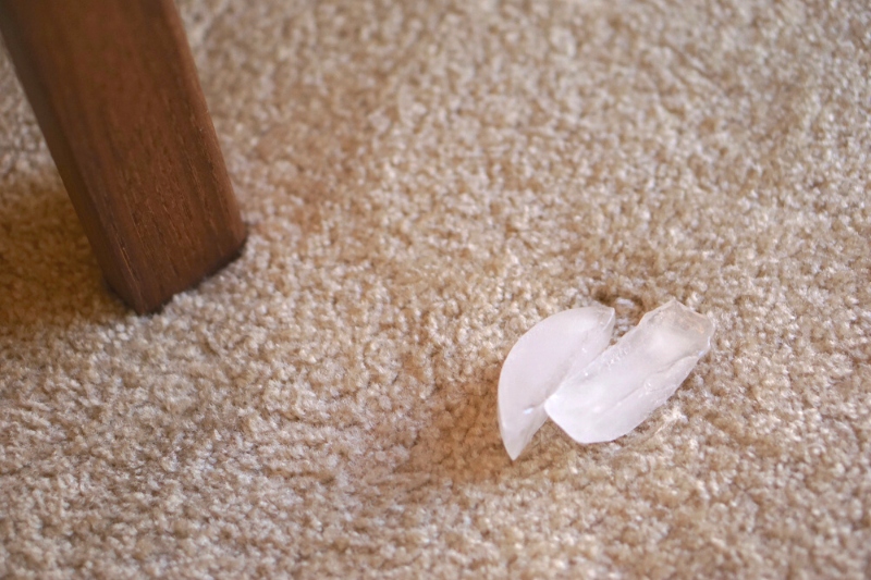 fix carpet dent with ice cubes