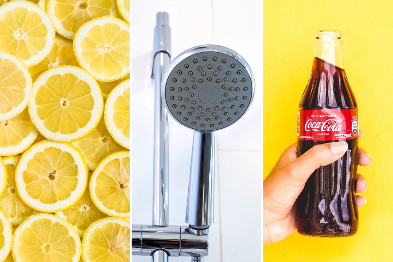lemon coca cola and shower head