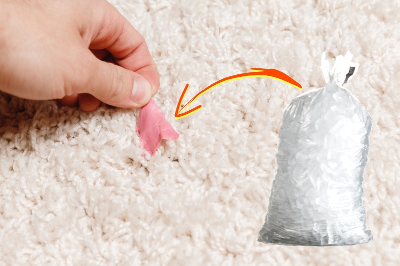 remove gum on carpet with ice bag