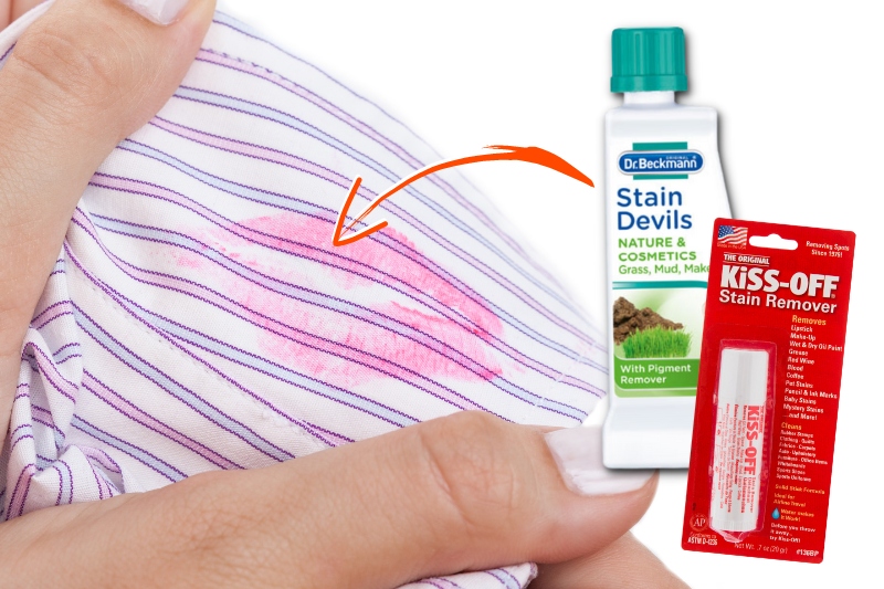 remove lipstick stains with stain removers